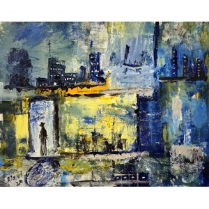 Hamid Alvi, 9 x 12 inch, Acrylic on Paper, Cityscape Painting, AC-HA-060